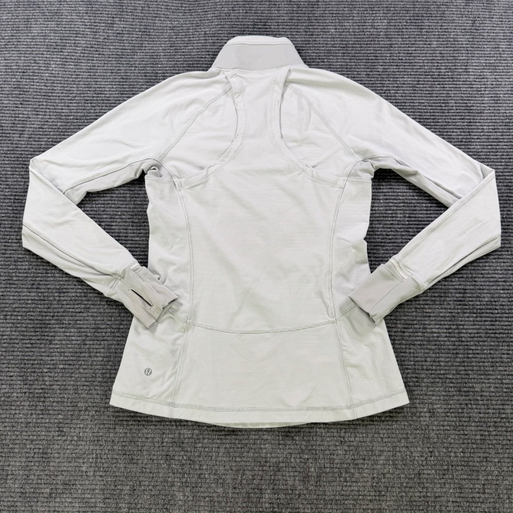 Lululemon‎ Run Swiftly Tech 1/4 Zip Pullover Grey Stripe Orange Accent Womens 8 - Picture 3 of 15